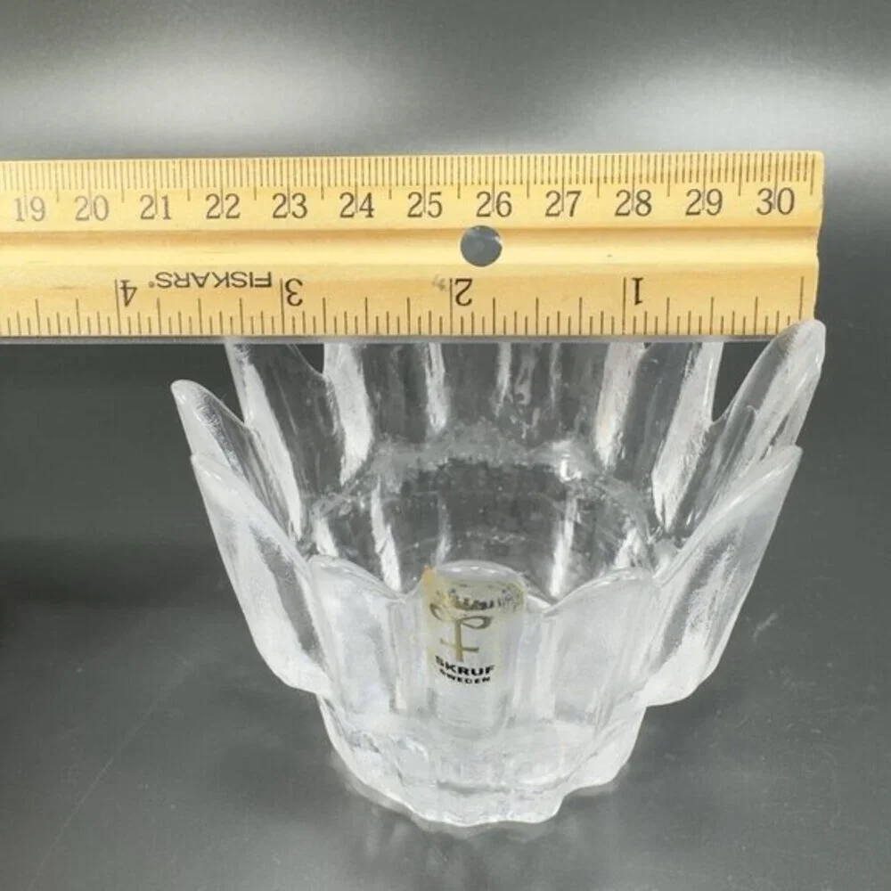 SKRUF‎ Sweden Glass Clear Crystal Glass Votive Candle Holder Single Textured VTG